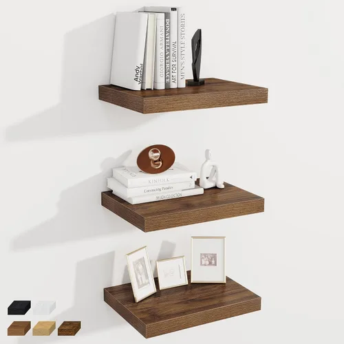 Vista 15 de Fun Memories Pequeños estantes flotantes para pared, estantes cuadrados de pared de 8 pulgadas con soportes invisibles, estantes negros para baño