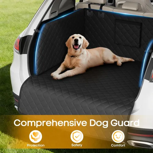 Vista 6 de PETICON SUV Cargo Liner for Dogs, Pet Trunk Cover with Cushioned Sides Negro