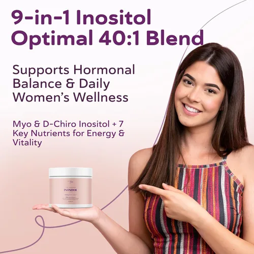 Vista 2 de QSTA Suplemento de mio-inositol y D-Chiro inositol para mujeres 4100 mg (proporción 40: 1) - Soporte hormonal y metabólico 9 en 1 con mioinositol.