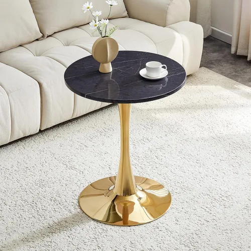 Vista 20 de Mesa de comedor redonda de nogal para espacios pequeños, mesa de tulipanes de 32 pulgadas con base de pedestal de metal, mesa de bistró para 2/3/4