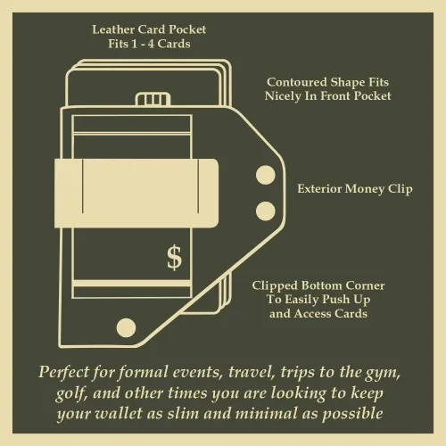 Vista 3 de American Bench Craft - Monedero con clip para dinero de piel para tarjetas de crédito