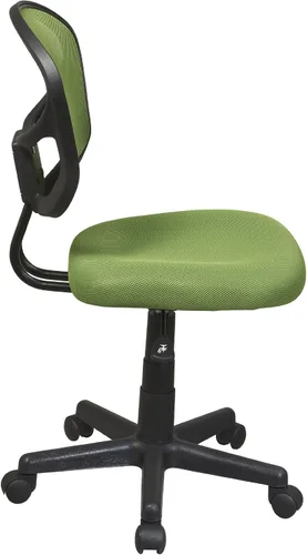 Vista 3 de OSP Home Furnishings Serie EM - Silla de trabajo sin brazos con respaldo de malla con asiento de tela acolchada y giro de 360 grados, color verde