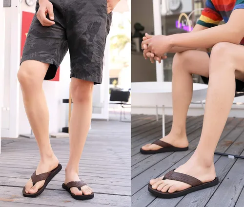 Vista 7 de AX BOXING Sandalias de cuero para hombre, sandalias casuales y cómodas