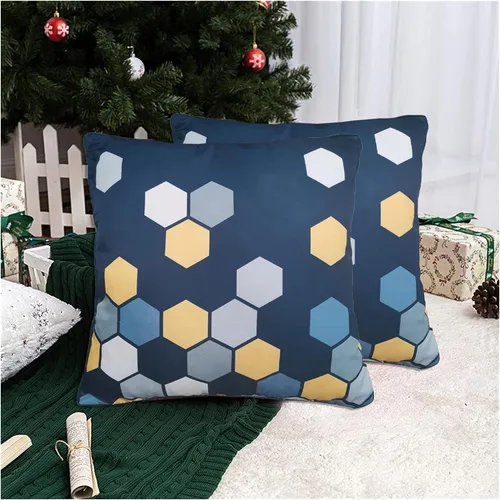 Vista 23 de Funda de almohada decorativa para sofá, funda de almohada Accent Carra, 12 x 24 pulgadas, hexagonal, geométrico, panal de abeja, azul marino