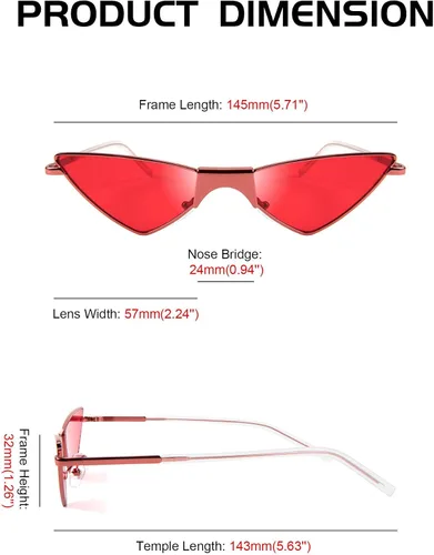 Vista 6 de FEISEDY Gafas de sol pequeñas con ojo de gato para mujer, color rosa, color caramelo, B2721