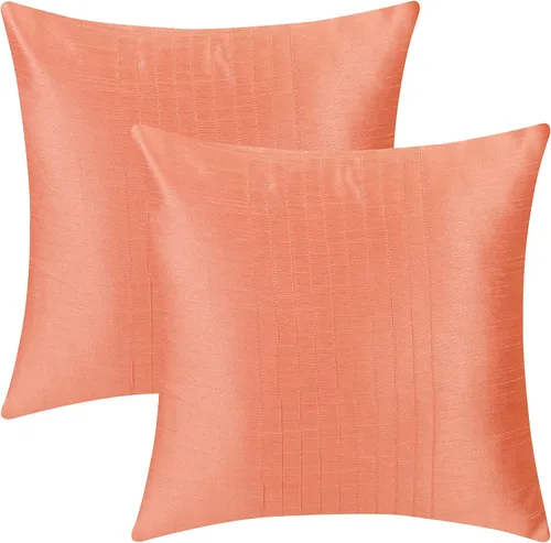 Vista 7 de The White Petals Juego de 2 fundas de almohada lumbar naranja con panel de pliegues de alfiler (12 x 16 pulgadas, naranja)