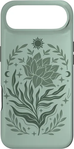 Vista 27 de Sage & Green Flowers Sun Crescent Moon Boho Floral Celestial Case for iPhone 16