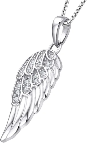 Vista 2 de STARCHENIE Collar con colgante de ala de ángel de plata de ley 925 para mujer circonita cúbica cadena de 180in