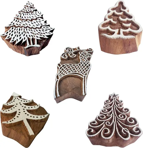Vista 11 de Royal Kraft Sellos de impresión de madera de elefante (juego de 5) - DIY Henna tela textil papel arcilla cerámica bloques Htag2201