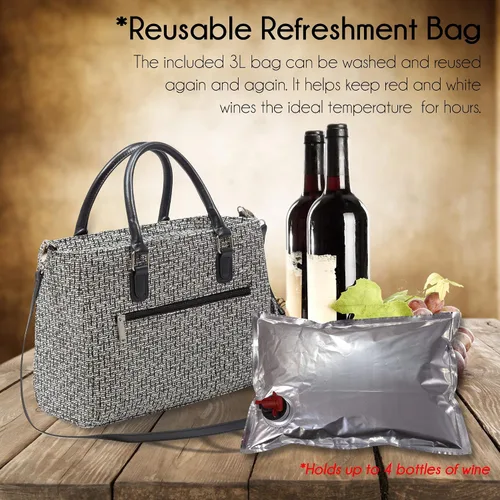 Vista 4 de Primeware – Bolsa aislante para bebidas con bolsa de 3 litros Almacenamiento térmico caliente y frío Dispensador portátil para vino, cócteles