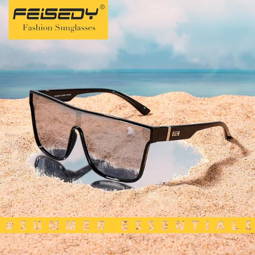 Vista 5 de FEISEDY Gafas de sol planas de moda de gran tamaño Cuadradas Sombras Mujeres Hombres UV400 B2996
