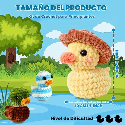 Vista 3 de XunYee - Kit de ganchillo de 3 piezas de patos pequeños, juego de bricolaje
