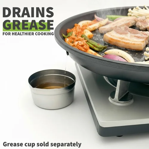Vista 4 de TECHEF - Sartén antiadherente coreana para barbacoa, sartén KBBQ, sin PFOA, apto para horno lavavajillas, fabricado en Corea (negro)