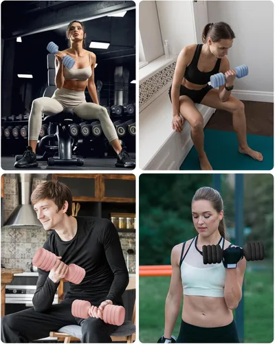 Vista 6 de YOTTOY Juego de 2 mancuernas ajustables, pesas de mano 4 en 1 para mujeres en casa, juego de mancuernas compactas con agarre suave y base, 2-5 Negro