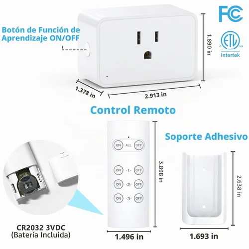 Vista 3 de G-Homa Toma de corriente con control remoto, interruptor de enchufes eléctricos inalámbricos para electrodomésticos, luces navideñas, alcance de 100