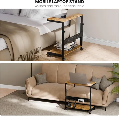 Vista 8 de EUREKA ERGONOMIC Carrito de computadora con soporte para PC, soporte de torre ajustable de 2 niveles para impresora ATX, carrito de metal con ruedas