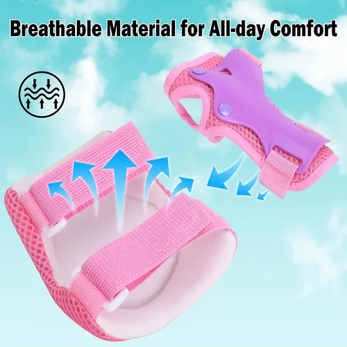 Vista 3 de Equipo de protección para niños, rodilleras, coderas con protectores de muñeca para patinaje sobre ruedas, ciclismo, monopatín, bicicleta, scooter