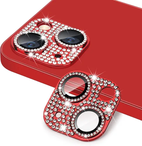 Vista 39 de Protector de lente de cámara para iPhone 13 & iPhone 13 Mini, brillante con diamantes de imitación 3D con purpurina, cubierta de cámara de vidrio