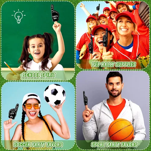 Vista 7 de 100 Pieces Mini Foam Finger Football Party Favors #1 Sports Fan Foam Finger Football Party Supply Basketball Baseball Soccer Sporting Events Supplies