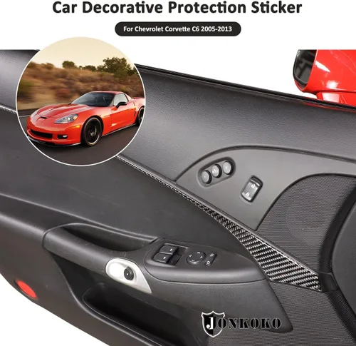 Vista 4 de Adhesivo de fibra de carbono suave ABS para panel de puerta interior de automóvil, compatible con Chevrolet Corvette C6 2005-2013 para puerta