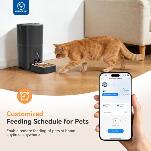 Vista 3 de PAPIFEED Comedero automático para gatos con aplicación, dispensador de comida WiFi de 2.4 G, alimentador para gatos con temporizador de 6 litros