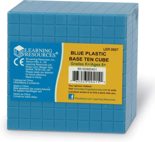 Vista 3 de Learning Resources Cubo Base Diez de Plástico Azul, Matemáticas Tempranas, Educación en Casa, Juguetes de Conteo, Edades 6+