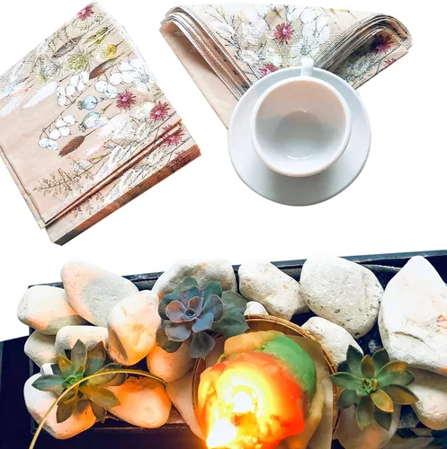 Vista 2 de 20 servilletas decorativas florales de 3 capas de 6.5 x 6.5 pulgadas para decoupage, eventos temáticos de la naturaleza, ecológicas y biodegradables