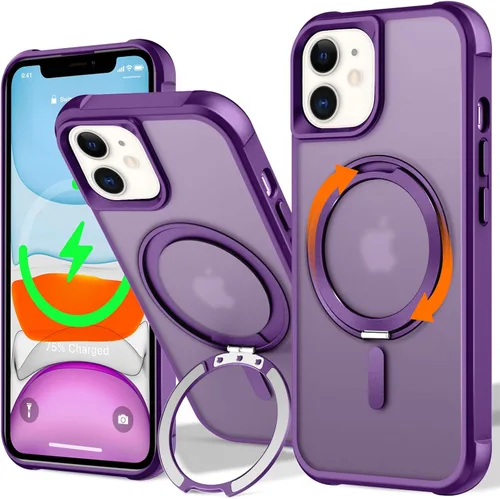 Vista 118 de UMIONE - Funda con diseño de anillo magnético giratorio de 360° para iPhone 11, soporte de bucle invisible integrado, compatible con Magsafe, funda