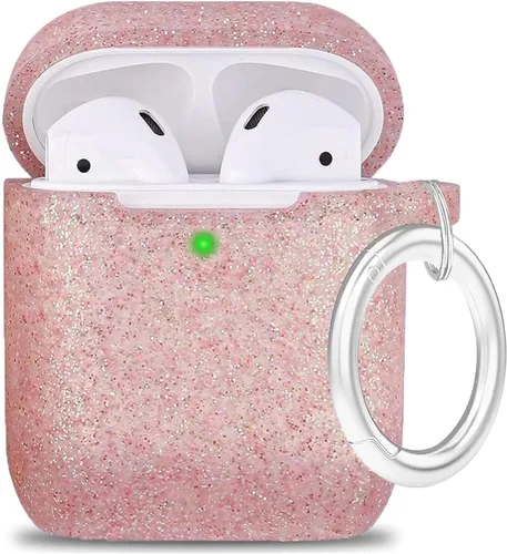 Vista 19 de LitoDream - Funda de silicona suave y flexible con llavero para Apple AirPods 2 y 1, para niñas (vaca; blanco con cactus)