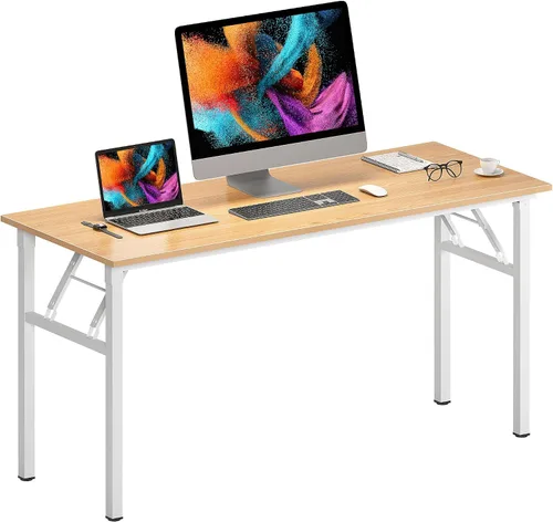 Vista 20 de Need - Escritorio plegable de 31 1/2" sin ensamblaje, mesa pequeña para computadora, escritorio robusto y resistente para espacios pequeños, marco