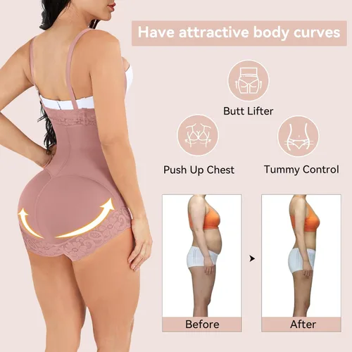 Vista 14 de Fajas moldeadoras para mujer con control de abdomen, moldeador de cuerpo, levantador de glúteos, ropa de compresión con busto abierto