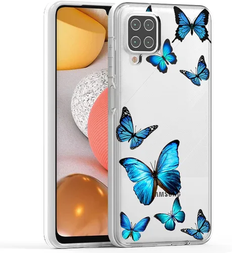 Vista 9 de Funda protectora de cuerpo completo con diseño floral transparente y protector de pantalla de vidrio templado para Samsung Galaxy A42 5G