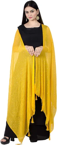 Vista 22 de Chandrakala Chal Dupatta de gasa para mujer, chal envolvente Chunni, beige (D191-P)