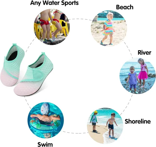 Vista 6 de Centipede Demon Zapatos de agua para niños y niñas, secado rápido, calcetines acuáticos para deportes, playa, natación, surf