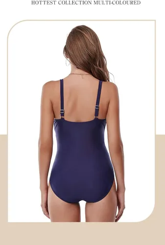 Vista 5 de CYee Traje de baño de una pieza para mujer, cuello en V, control de abdomen, traje de baño monokini