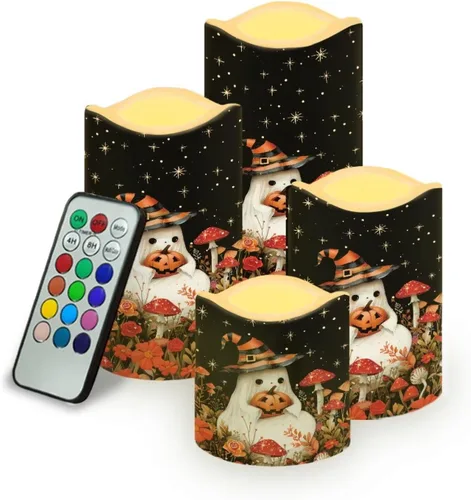Vista 47 de Jeiento American Flag Flameless Candles 4 Pack 4th of July Home Decoration Flower American Flag LED Candles Battery Operated with Timer Remote