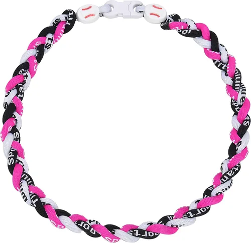 Vista 19 de Collar de béisbol de 18 pulgadas, regalos de goteo de béisbol, collares deportivos de tres trenzas, collares de titanio Tornado de cuerda deportiva