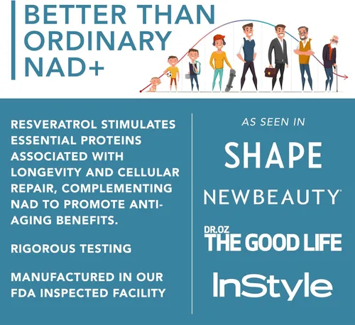 Vista 5 de Suplemento NAD de alta pureza (500 mg de 95% de NAD Pura Plus) con resveratrol - NMN y ribósido de nicotinamida alternativa para energía
