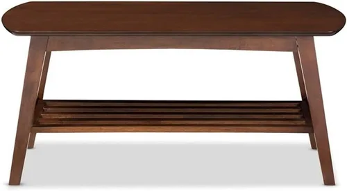 Vista 3 de Baxton Studio Sacramento Mid-Century - Mesa de centro moderna de estilo escandinavo, nogal oscuro