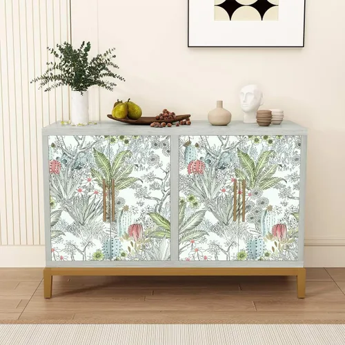 Vista 4 de Wudnaye Papel tapiz bohemio para despegar y pegar, papel tapiz Catus de 17.7 x 118.1 pulgadas, papel tapiz floral vintage para despegar y pegar