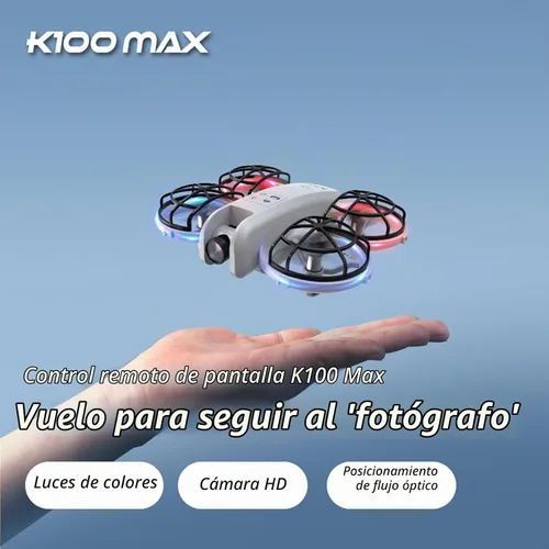 Vista 6 de Mini dron K100 con controlador de pantalla con tarjeta SD, dos baterías, posicionamiento de flujo óptico, protección completa para hélices de vuelo