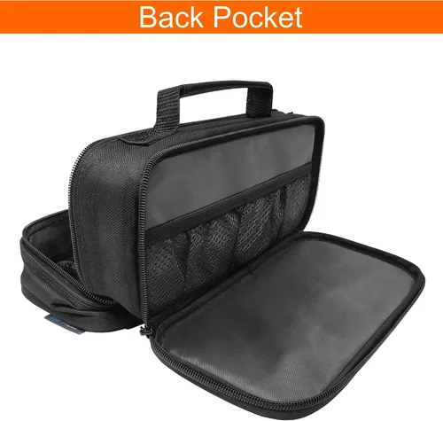 Vista 5 de Pequeño organizador de botellas de píldoras para viajes, bolsa de medicamentos, portador para medicamentos recetados - negro