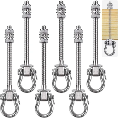 Vista 12 de SELEWARE Juego de 2 ganchos de columpio resistentes con capacidad de 1800 libras, pernos de columpio M10 x 9.3 pulgadas, ganchos de columpio