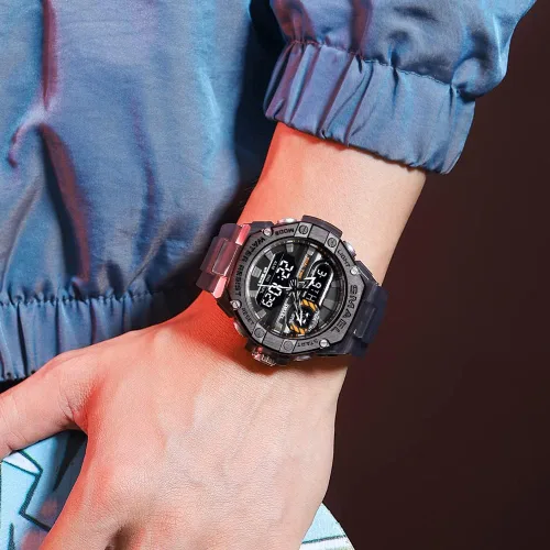Vista 3 de SMAEL Reloj deportivo para hombre, reloj de doble tiempo para hombre, reloj de luz LED, alarma 8066, reloj deportivo de moda, reloj de pulsera