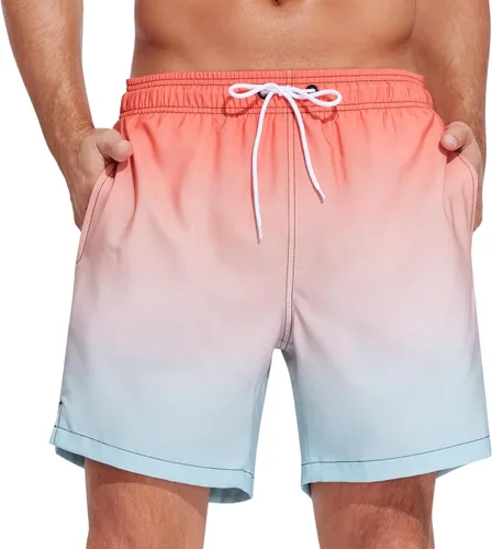 Vista 20 de SILKWORLD Traje de baño para hombre, pantalones cortos de playa de secado rápido con bolsillos Ejército Verde-ag