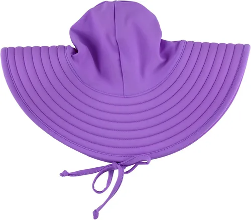 Vista 20 de RuffleButts® - Sombrero de playa con visera ancha y protección solar UPF 50+ para bebés y niñas 80% Nylon 20% Spandex, Reversible Polka Dots Banana