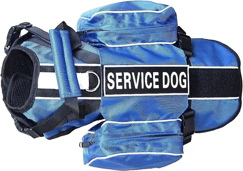 Vista 6 de Mochila de servicio para perro, chaleco de arnés extraíble con parches de etiquetas (verde, S)