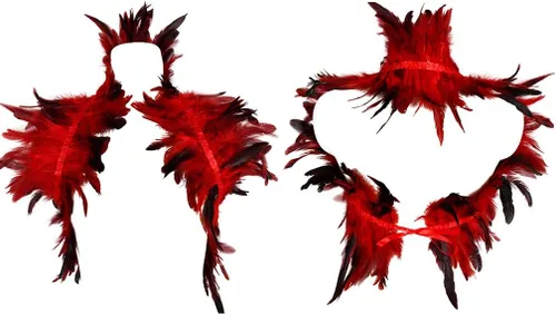 Vista 2 de BBOHSS Arnés de plumas para mujer, chal punk, victoriano, real, natural, de plumas, chal de carnaval, disfraz de baile gótico