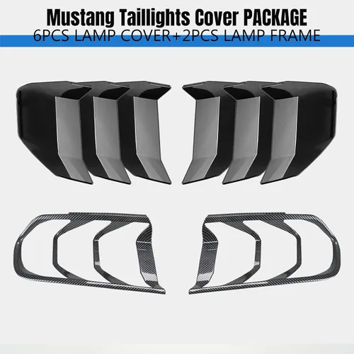 Vista 2 de HAKA TOUGH Cubierta de lámpara de luz trasera + marco de luces traseras para Ford Mustang 2018 2019 2020 2021 luces traseras marco biseles anillo