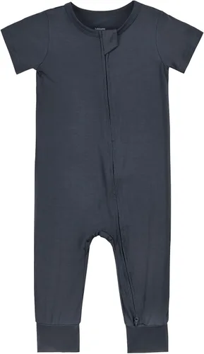 Vista 10 de Aablexema Pijama de rayón de bambú de manga corta para bebé Negro & gris